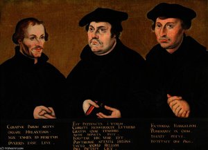 Philip Melanchthon, Martin Luther And Johann Bugenhagen , Called Dr Pommer — Lucas Cranach The Elder