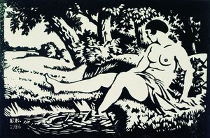 Bather Seated On The Shore — Boris Mikhailovich Kustodiev, Art Nouveau