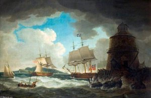 The Lighthouse In The Bay Of Dublin, With His Majesty's Yacht 'dorset'