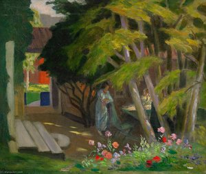 Garden with a woman