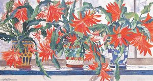 Cactus Rouges (dans Trois Cache Pots De Metthey) Cactus Rouges (dans Trois Vases Methey) (titre Attribué) — Georgette Agutte