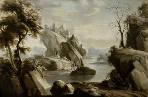 Landscape With A River And A Building — James Norie