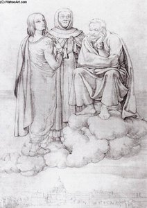 Raphael, Fra Angelico and Michelangelo over Rome