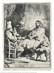 Christ At Emmaus: The Smaller Plate — Rembrandt Van Rijn