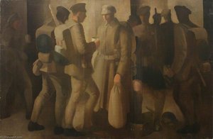 The Platform Canteen, Victoria Station — Bernard Meninsky