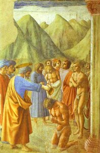 St. Peter Baptizing The Neophytes — Masaccio, Italian Renaissance
