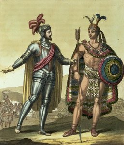 Conquistador With A Native American Chief — Gallo Gallina