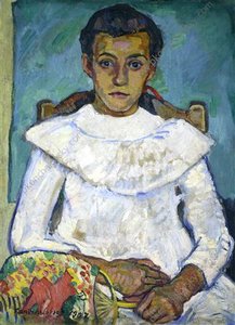 Girl With A Fan — Pyotr Konchalovsky