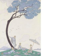 Sur L'herbe Unframed — Georges Barbier