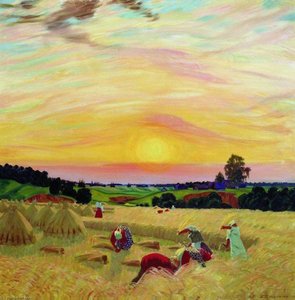 Harvest — Boris Mikhailovich Kustodiev, Art Nouveau (modern)
