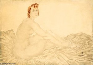 Nu Assis À La Chaussure — Léonard Tsuguharu Foujita
