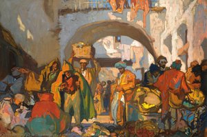 A Street Market In Tangier — Frank Brangwyn