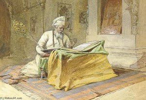 Sikh Priest Reading The Granth, Amritsar — William Simpson