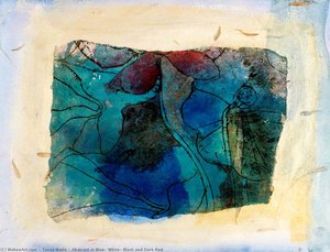 Abstract in Blue, White, Black and Dark Red