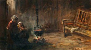 Interior With Mother And Child — George Paul Chalmers