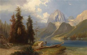 Hunter By Mountain Lake — Josef Thoma