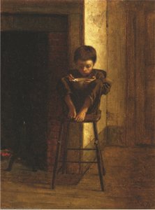 Little Girl With Red Jacket Drinking From Mug — Jonathan Eastman Johnson