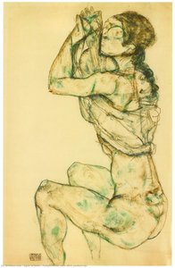 Female Nude With Shirt Pushed Up — Egon Schiele, Expressionism