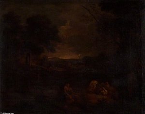 Landscape With Figures, Goats And Sheep — Thomas Barker