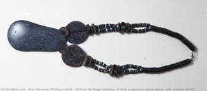 African Heritage necklace of Kisii soapstone, glass beads and coconut shells
