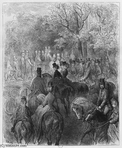 Carriages And Riders At Hyde Park — Paul Gustave Doré