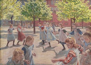 Playing Children, Enghave Square — Peter Franklin Hansen, Impressionist Painting