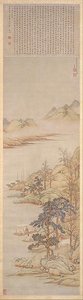 明 丁雲鵬 山水圖 軸 The Lute song Farewell at Xunyang
