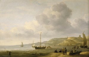 A Beach Scene Near Scheveningen — Charles Brooking