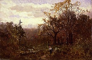 Untitled (landscape Woman Carrying Wood) — Edward Mitchell Bannister