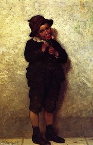 Lad With Flowers — John George Brown