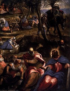 Los Judíos En El Desierto (detalle) — Jacopo Tintoretto, Baroque Drama