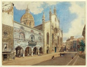 The Cathedral Square In Como — Rudolf Von Alt