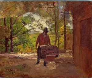 Man With A Wheel Barrow — Theodore Clement Steele