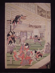 Ronins Attack On The House Of Lord Kira (left Panel Of A Triptych) — Kunisada