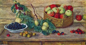 Still Life. Apples In A Sieve. — Pyotr Konchalovsky