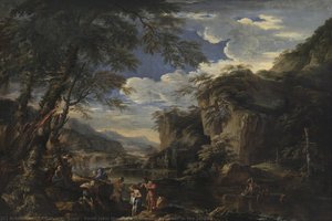 Saint John The Baptist Baptizing Christ In The Jordan — Salvator Rosa, Baroque