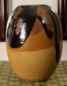 Iron Glazed Vase With Plum Decoration — Tamura Kōichi