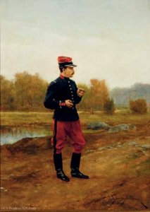 A French military officer smoking