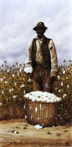 Negro Man In Cotton Field With Basket Of Cotton — William Aiken Walker