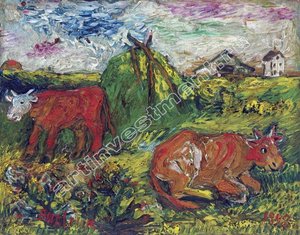 Field With Cattle — David Davidovich Burliuk