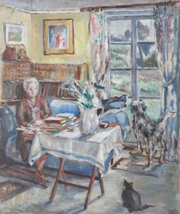 An Interior With Seated Woman And A Dog — Alan Francis Clutton Brock