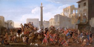 Carnival In The Piazza Colonna, Rome — Jan Miel