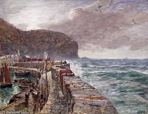 Clovelly Pier — Charles Napier Hemy