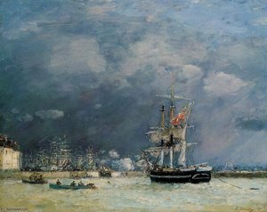 Port Du Le Havre, In The Evening — Eugène Louis Boudin