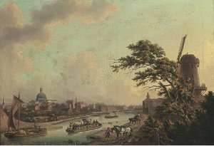 Barges On A Canal, Traditionally Identified As The Grand Junction Canal — John Thomas Serres