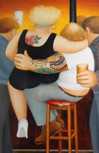 Two On A Stool — Beryl Cook