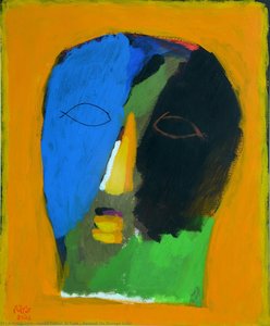 Portrait On Orange Color — Ismail Fattah Al Turk, Abstract Expressionism
