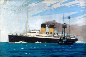 Steamer Passing Kish Lightship Between Dublin And Holyhead (london, Midland And Scottish Railway Poster Artwork) — Norman Wilkinson
