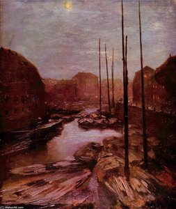 Friedrichsgracht By Moonlight — Adolph Von Menzel