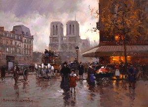 Place Saint Michel, Notre Dame — Edouard Cortès, Post-impressionism